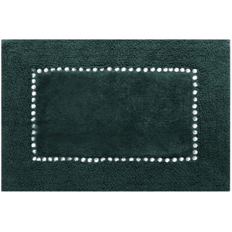ALFOMBRA DE BA脩O CHIC DE ALGOD脫N SUAVE CON CRISTALES 50X70CM VERDE OSCURO