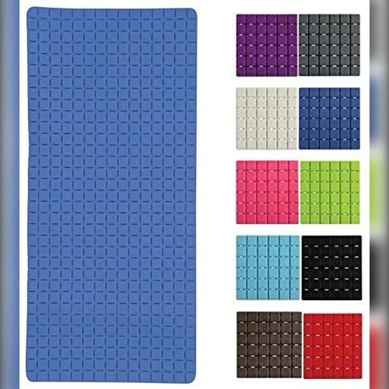 

Alfombra de baño MSV 'Quadro Premium' de caucho en color azul oscuro 36 x 76 cm