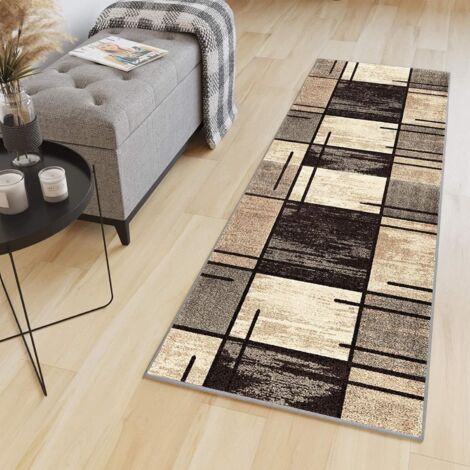Alfombra de cocina antideslizante, lavable, moderna, para pasillo, larga, resistente a las manchas, 40 x 120 cm, beige, marrón