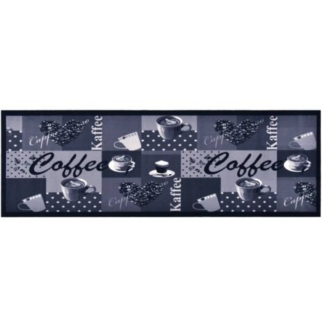 Alfombra de cocina lavable Coffee azul 60x180 cm