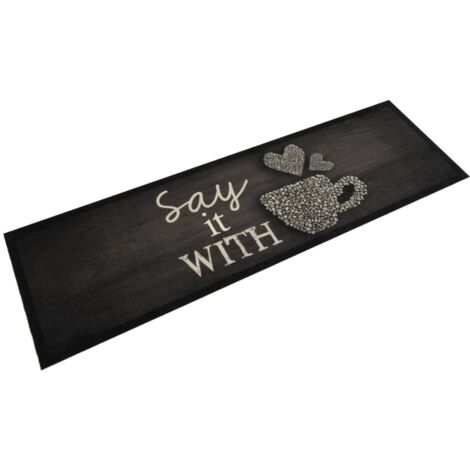 Alfombra de cocina lavable diseño elegante 150 x 45 cm suave antideslizante terciopelo negro 020056432