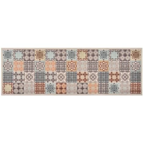 TORANA Alfombra de cocina lavable mosaico de colores 60x300 cm