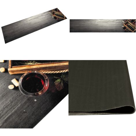Alfombra de cocina lavable terciopelo botella de vino 60x300 cm - Alfombra lavable - Terciopelo