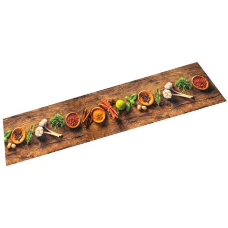 Alfombra de cocina lavable terciopelo dibujo especias 60x180 cm