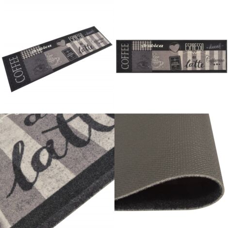 Alfombra de cocina lavable terciopelo negro café 45x150 cm - Alfombra lavable - Terciopelo