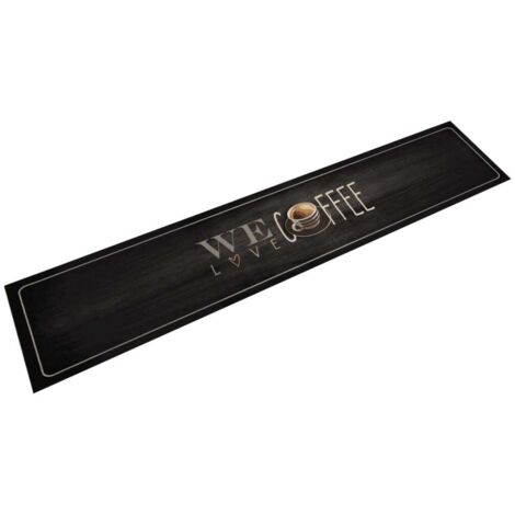 Alfombra de cocina lavable terciopelo texto café 60x300 cm