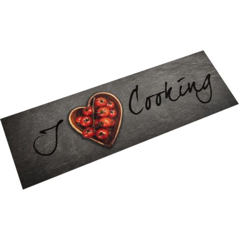 Alfombra de cocina lavable terciopelo texto Cooking 45x150 cm