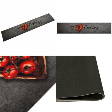 Alfombra de cocina lavable terciopelo texto Cooking 60x300 cm - Cocina - Alfombra lavable