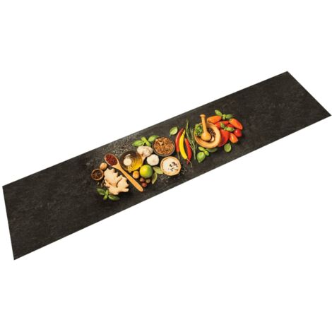 Alfombra de cocina suave y lavable con estampado de especias 300 x 60 cm terciopelo multicolor 020056455