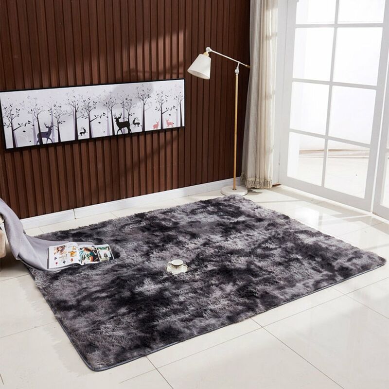 

Alfombra de color degradado de estilo tenido anudado ultra suave, alfombrilla de dormitorio con forma de rectangulo, alfombra mullida para sala de