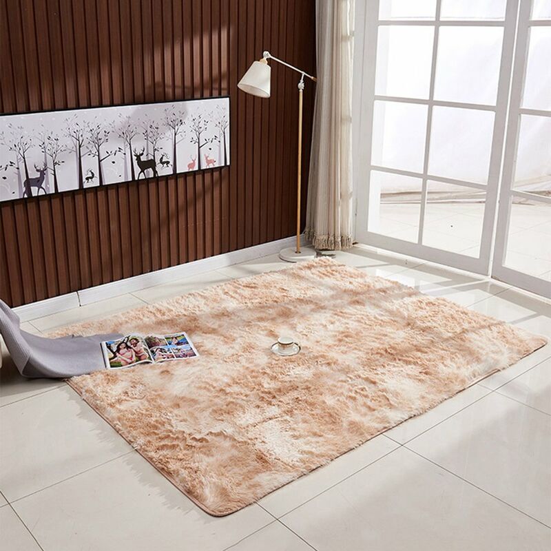 

Alfombra de color degradado de estilo tenido anudado ultra suave, alfombrilla de dormitorio con forma de rectangulo, alfombra mullida para sala de