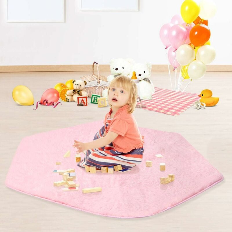 

Alfombra de Coral 140 * 120 cm antideslizante alfombra de juego para bebés alfombra de felpa para niños tienda hexagonal princesa Castillo casa de