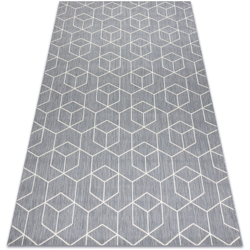 Rugsx - Alfombra de cuerda sisal flat 48655/637 Cubos 3D grey 160x230 cm