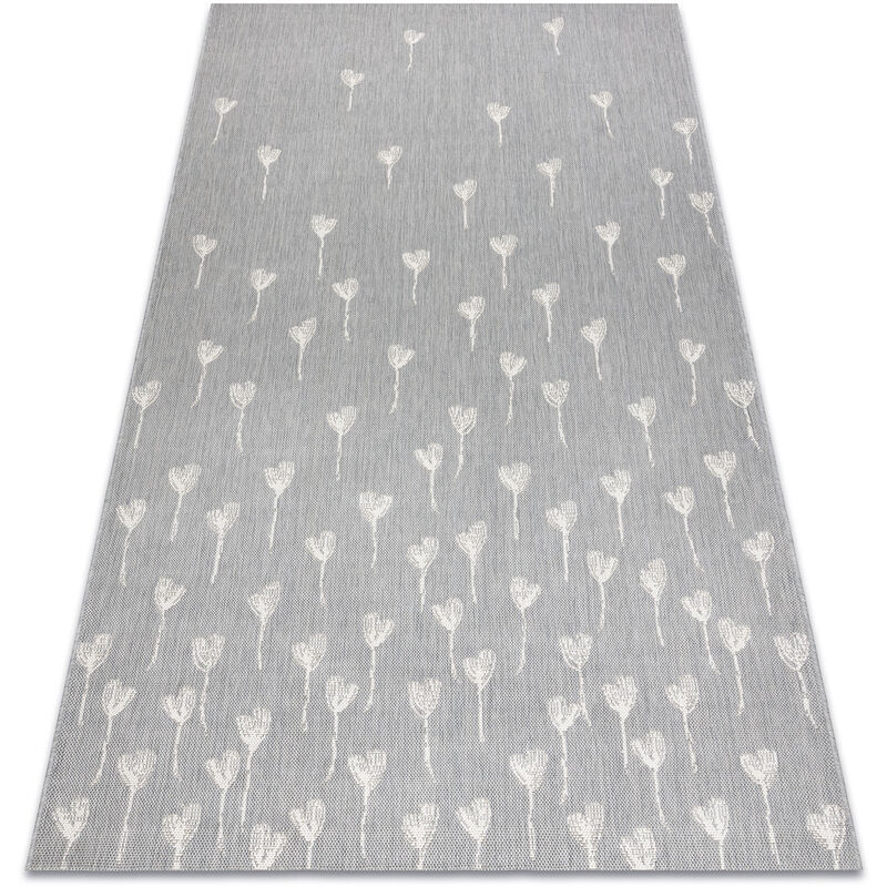 

Rugsx - Alfombra de cuerda sisal FLAT 48779/637 Flores gris/crema Tonos de gris y plata 120x170 cm