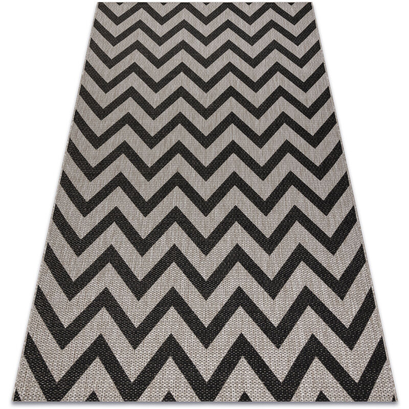 Rugsx - Alfombra de cuerda sisal floorlux 20340 plateado/negro Zigzag grey 80x150 cm