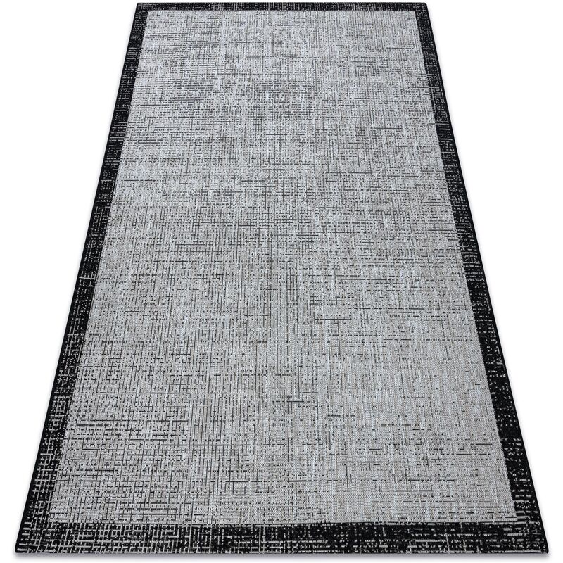 

Rugsx - Alfombra de cuerda sisal FLOORLUX 20401 Marco plateado/negro Tonos de gris y plata 120x170 cm