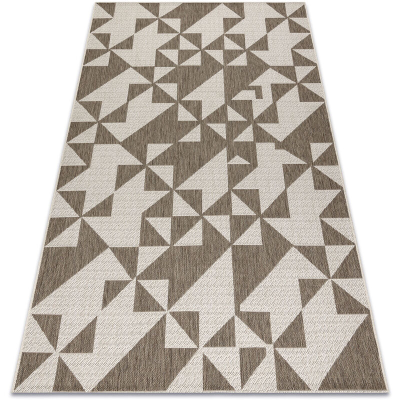 Rugsx - Alfombra de cuerda sisal floorlux 20489 Triángulos color champagne/gris pardo beige 140x200 cm