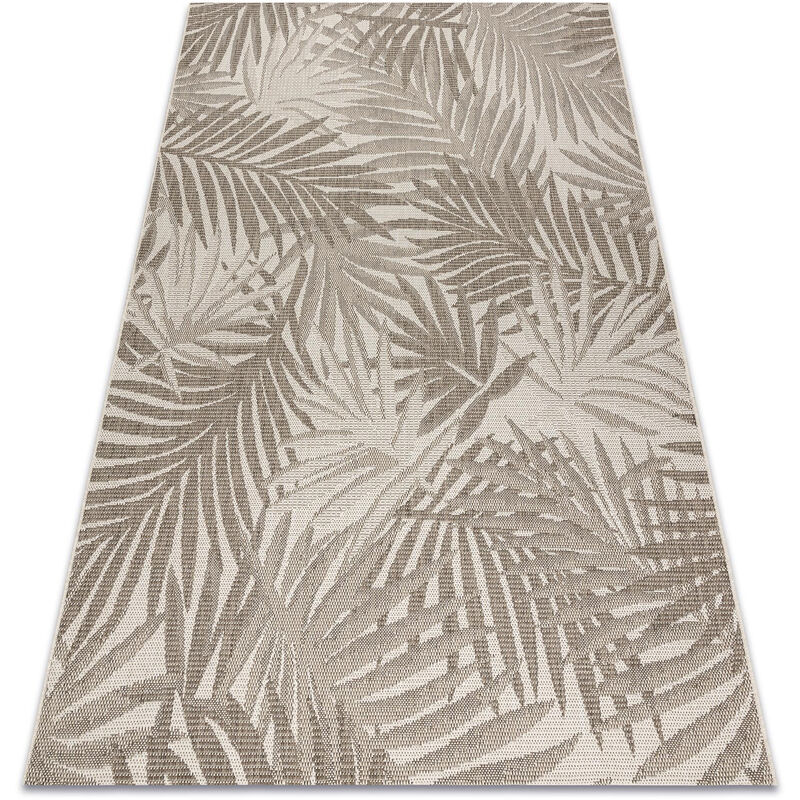 Alfombra de cuerda sisal FLOORLUX 20504 Hojas Selva color champagne/gris oscuro beige 120x170 cm