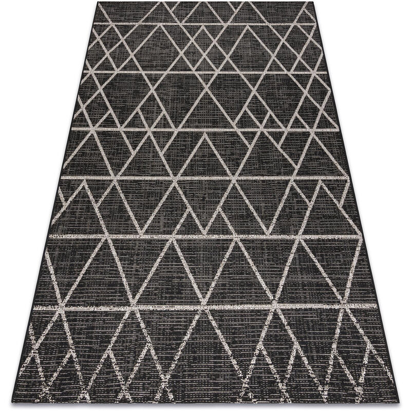 

Rugsx - Alfombra de cuerda sisal FLOORLUX 20508 negro/plateado Triángulos Negro 160x230 cm