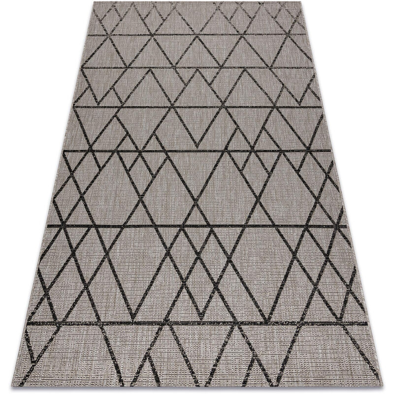 

Rugsx - Alfombra de cuerda sisal FLOORLUX 20508 plateado/negro Triángulos Tonos de gris y plata 120x170 cm