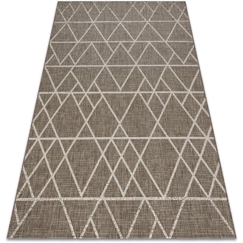 

Rugsx - Alfombra de cuerda sisal FLOORLUX 20508 Triángulos gris pardo/color champagne Tonos de beige 160x230 cm