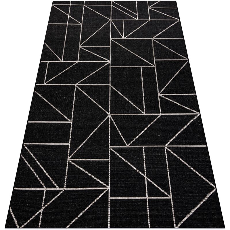 

Rugsx - Alfombra de cuerda sisal FLOORLUX 20605 negro / plateado Triángulos, Geométrico Negro 200x290 cm