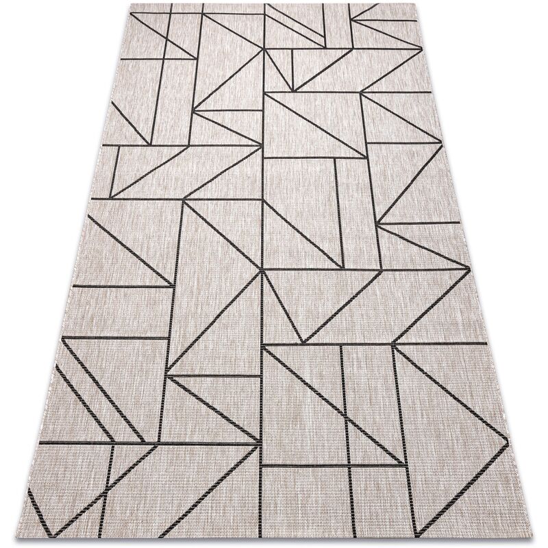 

Rugsx - Alfombra de cuerda sisal FLOORLUX 20605 plateado / negro / beige Triángulos, Geométrico Tonos de beige 140x200 cm