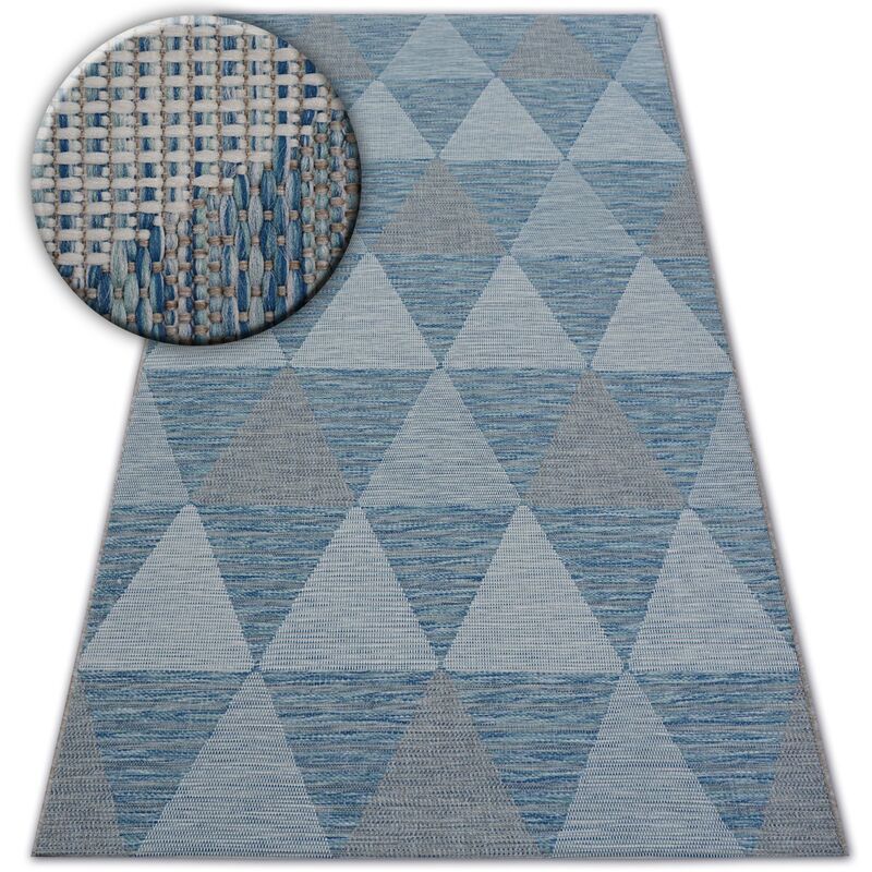 

Alfombra de cuerda sisal LOFT 21132 Triángulos marfil/plateado/azul Tonos de azul 80x150 cm