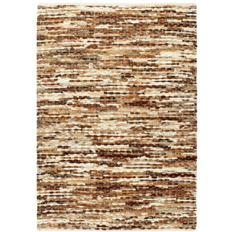 

Alfombra de cuero genuino peludo marrón/blanco 120x170 cm