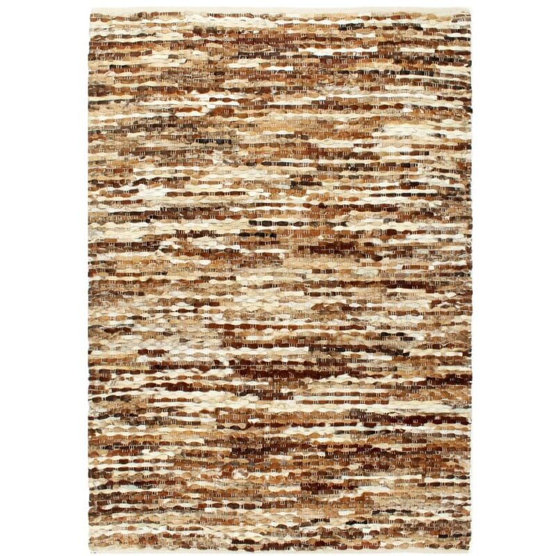 

Alfombra de cuero genuino peludo marrón/blanco 80x150 cm
