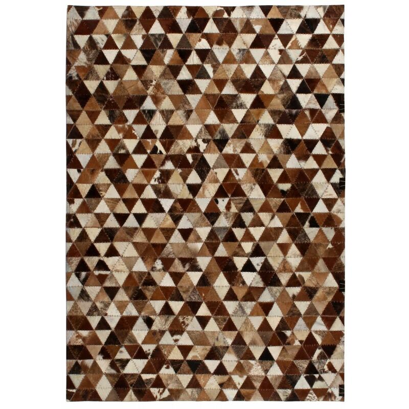 

Alfombra de cuero Patchwork 80x150 cm triángulos marrón/blanco