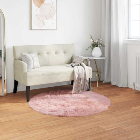 Alfombra de de oveja sintética TAFALLA Rosa Ø 100 cm Poliéster