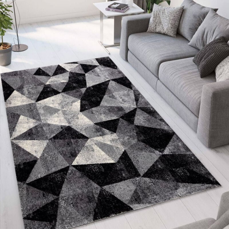 

WMD - Alfombra de diseño geométrico moderno Milano GRI011 | Talla: 160 x 230