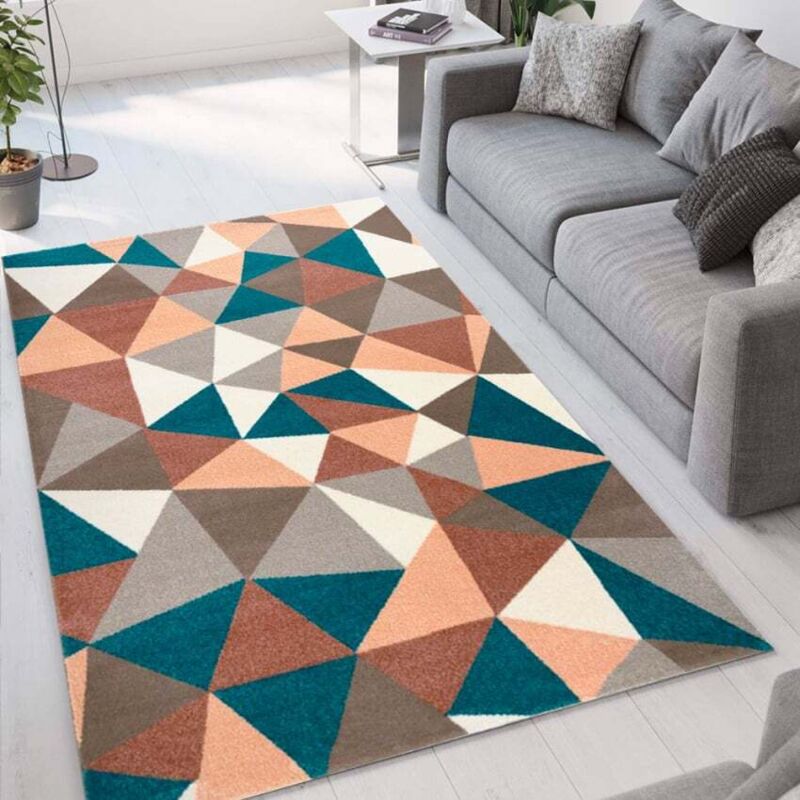 

Alfombra de diseño moderno con estampado geométrico multicolor Milano GLO010 | Talla: 133 x 190