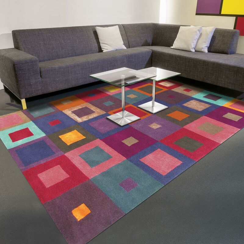 

Alfombra moderna Estella Square Bca 1A2T en lana multicolor - Multicolore