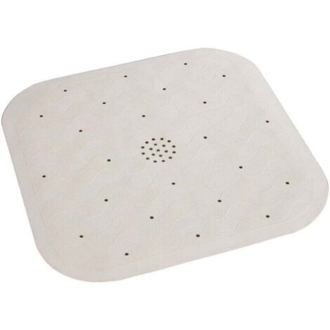 Alfombra de ducha, Alfombra de baño antideslizante con drenaje de agua, Caucho natural, 54 x 54 cm, beige