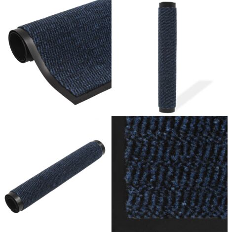 Alfombra de entrada rectangular de nudo 120x180 cm azul - Alfombra antideslizante - Alfombra de entrada azul