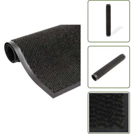 Alfombra de entrada rectangular - vidaXL Alfombra de entrada rectangular de nudo 120x180 cm negra -