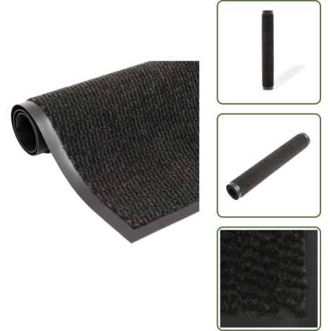 Alfombra de entrada rectangular - vidaXL Alfombra de entrada rectangular de nudo 90x150 cm negra -