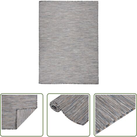 Alfombra de exterior -  Alfombra de exterior de tejido plano marrón y azul 200x280 cm