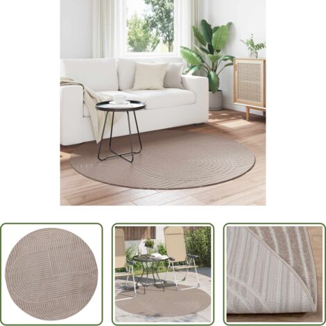 Alfombra de exterior -  Alfombras de área Redondo PALMERAS Beige Ø 200 CM Poliéster