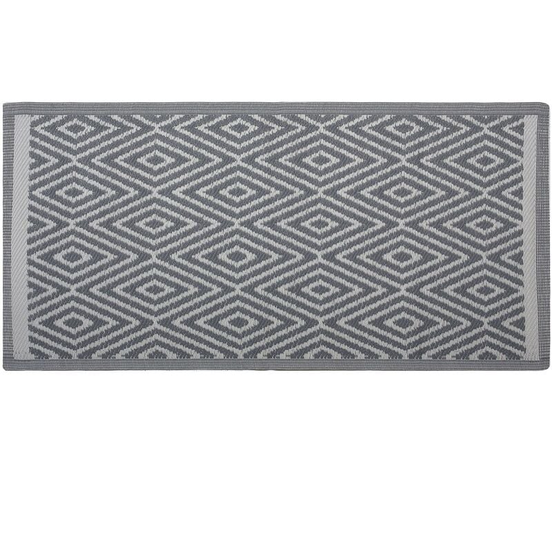 Beliani - Alfombra para exterior material sintético gris claro 90 x 150 cm patrón geométrico reciclado decoraciones interiores Sikar