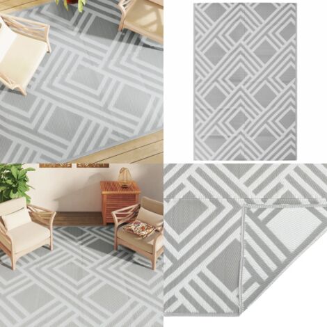 Alfombra de exterior PP ARAKIL gris 190x290 cm - Alfombra de jardín - Alfombra de patio