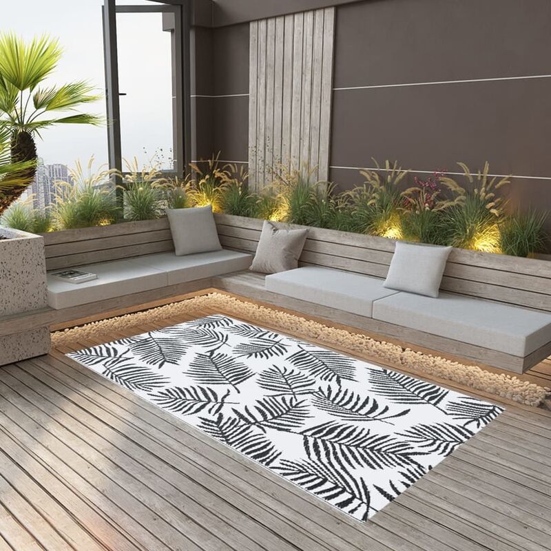 

Alfombra de exterior PP blanco y negro 120x180 cm