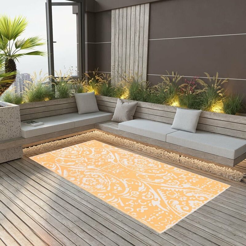 

Alfombra de exterior PP naranja y blanco 190x290 cm