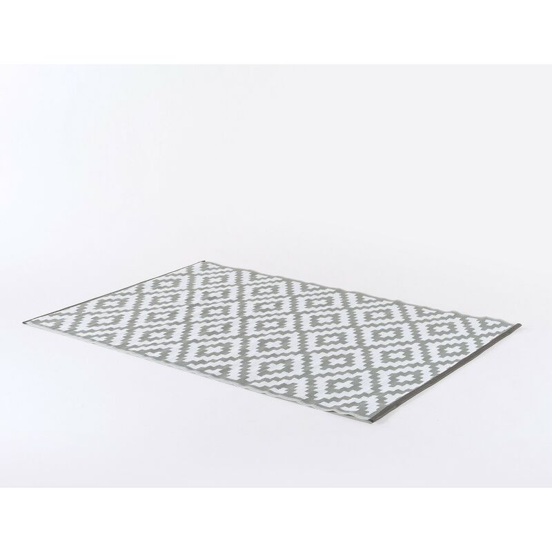 

Alfombra de exterior rectangular de 120x180 cm color blanco y gris , Impermeable, Reversible, EcolÃƒÂ³gica