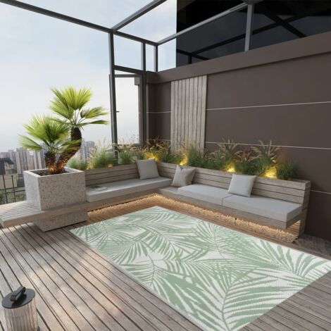 Alfombra de exterior rectangular PP verde 160x230 cm BHF48966 BonneVie