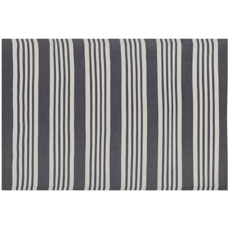 Alfombra de exterior sintética blanco/negro 120 x 180 cm patrón a rayas estilo moderno Delhi