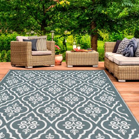 Alfombra Polipropileno Alfombra Exterior Coco Tropical Gris Y