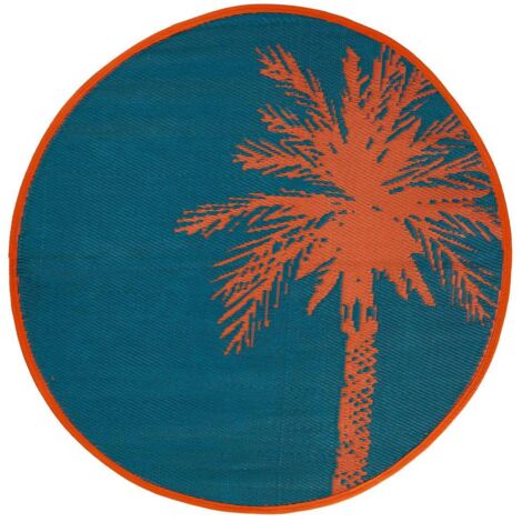 Alfombra de exterior Yucatan azul pato D120cm - Atmosphera créateur d'intérieur
